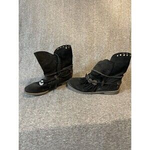 Musse & Cloud Size 40 US 9 Anaeh Black Suede Fringe Boho Ankle Boots